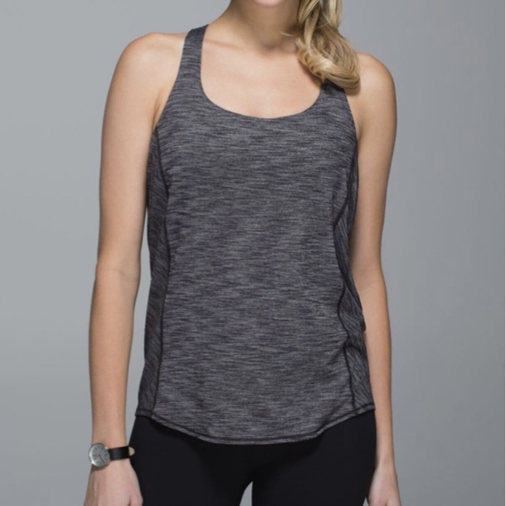 Lululemon Wild Tank Top With Built In Sports Bra Heathered Grey/Black Size 8